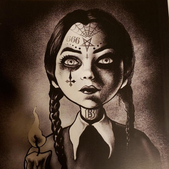 Too Fast Wednesday Addams Witch Gothic Girl 11"x17" Tattoo Art Lithograph Print - Picture 2 of 4